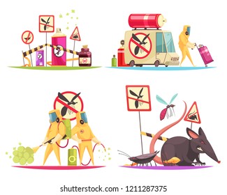 Pest Control Design Concept With Flat Doodle Style Images Of Disinfectors Fighting Pests With Decontamination Facilities Vector Illustration