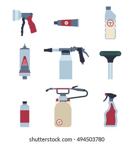 Pest control expert exterminator service set. Vector illustration