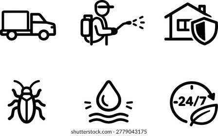 Pest control and extermination service icons for business marketing