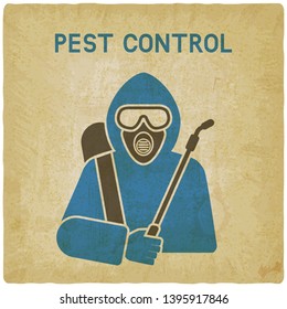 Pest Control Exterminator in protective suit vintage background. vector illustration - eps 10