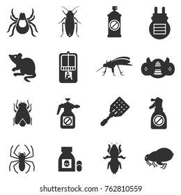 pest control, exterminators monochrome icons set