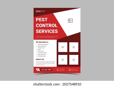 Pest control flyer design template. Pest prevention poster leaflet design.
Pest control experts flyer poster leaflet template design