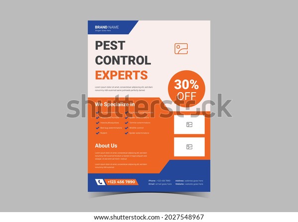 Pest control flyer design template. Pest\
prevention poster leaflet design.\
Pest control experts flyer\
poster leaflet template\
design