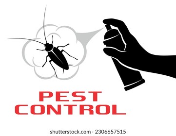 Pest control. Hand holding sprayer for spraying pesticides. Protection of the house and the person from mosquitoes, cockroaches, flies, flies, bed bugs. Destruction bug. Isolated on white background