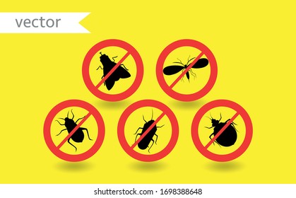 Pest control. Harmful insects and rodents set icons. Vector illustration