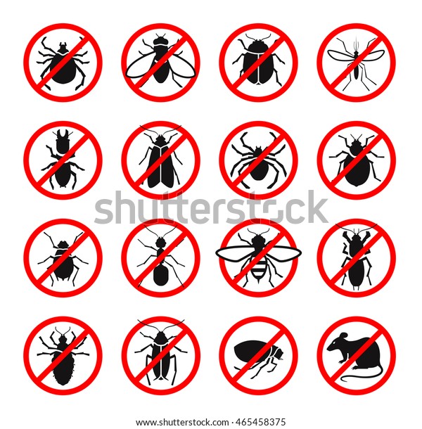 Pest control. Harmful insects and rodents\
set icons. Vector\
illustration