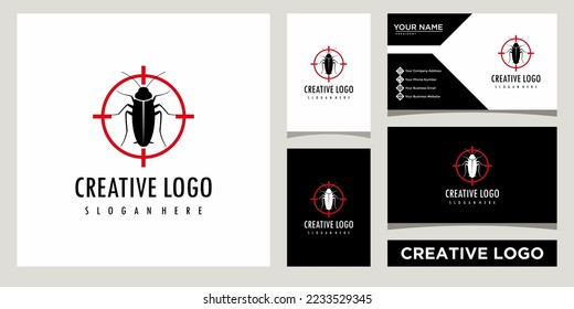Icono de control de plagas Modelo de diseño de logotipos con tarjeta de visita