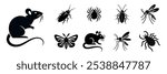 Pest control. Icon set. Insect repellent emblem. Pest and insect control in the home.