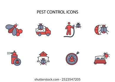 Pest control icon set.vector.Editable stroke.linear style sign for use web design,logo.Symbol illustration.