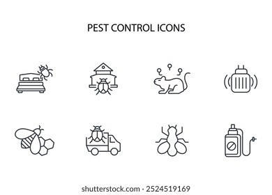 Pest control icon set.vector.Editable stroke.linear style sign for use web design,logo.Symbol illustration.