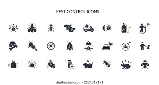 Pest control icon set.vector.Editable stroke.linear style sign for use web design,logo.Symbol illustration.