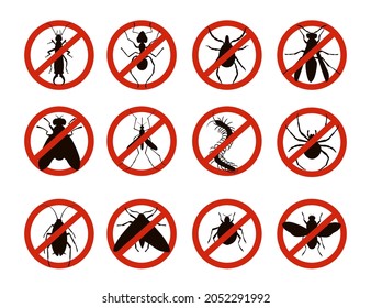 Pest control icon stop insect collection vector illustration