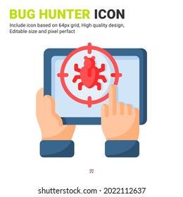 Pest control icon vector with flat color style isolated on white background. Vector illustration bug sign symbol icon concept for digital farming, technology, industry, agriculture, apps and project