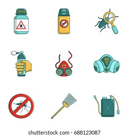 Pest control icons set. Cartoon set of 9 pest control vector icons for web isolated on white background