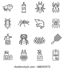 pest control icons set. extermination pests collection.insects and rodents vector illustration. thin line design