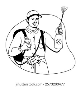 Pest control illustration in glyph style 