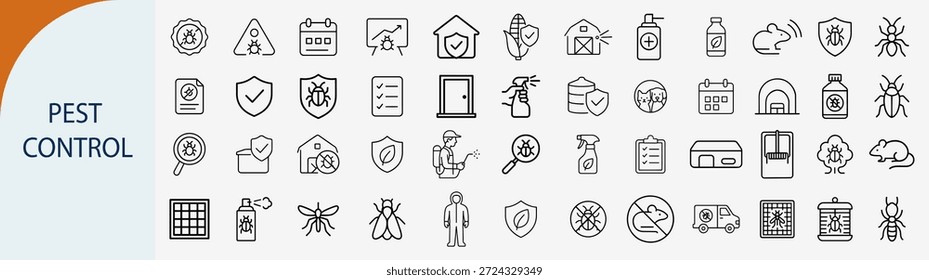 Icons für Schädlingsbekämpfung und Insektenvernichtung, Vektorsatz für professionelle Hygienedienste