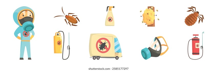 Pest Control and Insect Extermination Service Element Vector Set