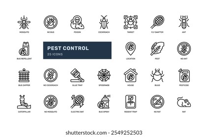 controle de pragas inseto livre proteção higiene detalhado delinear linha ícone conjunto