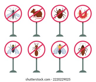 Pest control insects disinfection concept set. Vector graphic design illustration element
