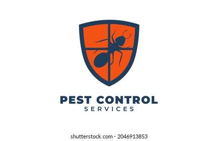 Pest control logo design. Modern logo with a silhouette of insect. Editable vector design isolated with white background.