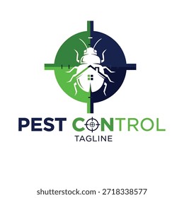Pest Control Logo – Stylized Insect with House Icon in Crosshair Symbol for Residential Extermination Branding