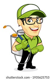 pest control mascot cartoon in vector