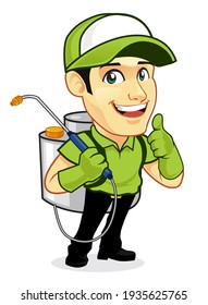 Pest Control Mascot Cartoon In Vector