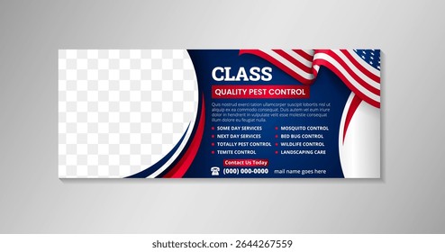 parceiro de controle de pragas, experiência confiável para combater pragas e restaurar o conforto ao seu modelo de design de banner de espaço no layout horizontal.