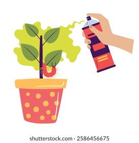 Pest control plant insect parasite insecticide isolated concept. Vector graphic design illustration