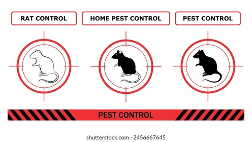 Pest control. Rat control. Icon set. Separate prohibition and warning signs about the dangers of rats and mice. Home pest control. Isolated. Vector illustration
