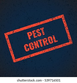 Pest control red grunge stamp sign on blue background. Anti insect inscription. Perfect for exterminator service companies. Isolated vector illustration.