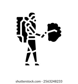 pest control robot harvests glyph icon vector. pest control robot harvests sign. isolated symbol illustration