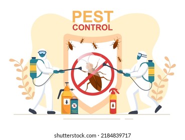Pest Control Service and Exterminator Insects  Sprays   House Hygiene Disinfection in Flat Cartoon Background Illustration