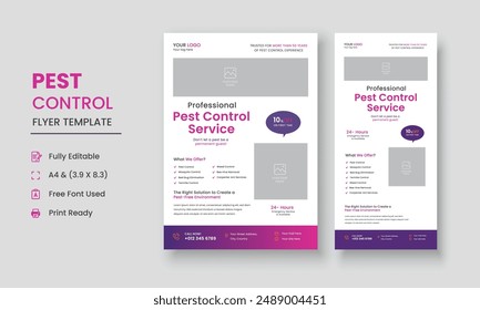 Pest Control Service Flyer Template, Professional Pest Control Services Flyer, Pest Control Service DL Flyer