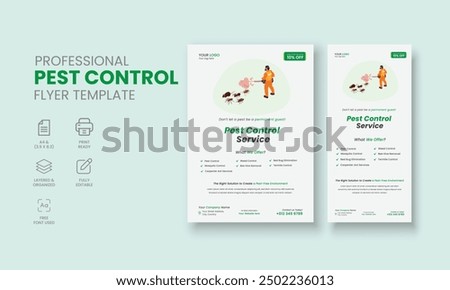 Pest Control Service Flyer Template, Professional Pest Control Services Flyer, Pest Control Service DL Flyer