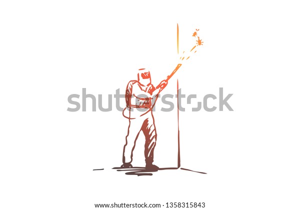 Pest, control, service, insect, toxic\
concept. Hand drawn person in uniform from pest control service\
concept sketch. Isolated vector\
illustration.