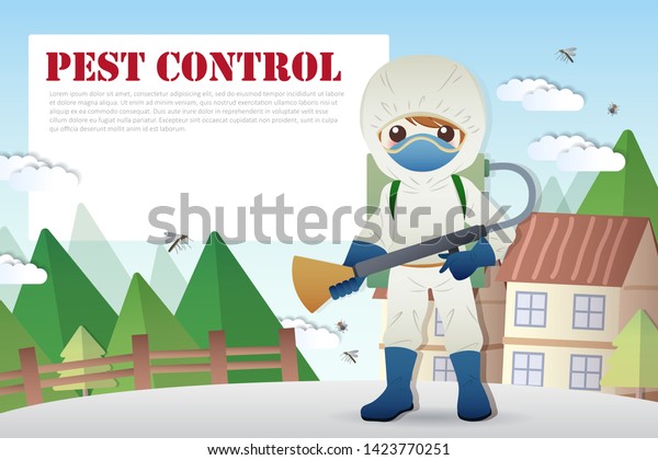 pest control service with insects exterminator and
textbox outside the house