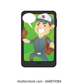 Pest control service inside smartphone with bubble word
