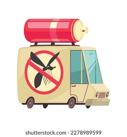 Van del servicio de control de plagas en la ilustración vectorial de caricatura plana de fondo blanco