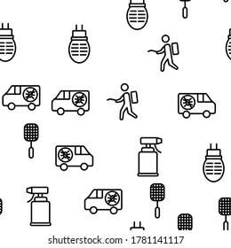 Pest Control Service Vector Seamless Pattern Thin Line Illustration