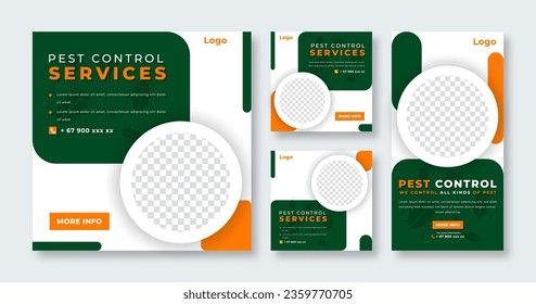 Pest Control Services Social Media Post for Online Marketing Promotion Banner, Story and Web Internet Ads Flyer