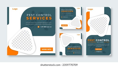 Pest Control Services Social Media Post for Online Marketing Promotion Banner, Story and Web Internet Ads Flyer