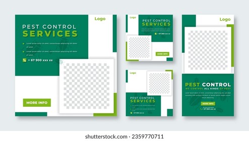 Pest Control Services Social Media Post for Online Marketing Promotion Banner, Story and Web Internet Ads Flyer