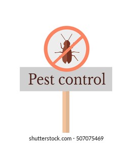Pest control sign. Pest control icon. Sign of a red circle with an insect. Insects pest control and extermination. Insect repellent emblem. Warning danger sign. Vector illustration