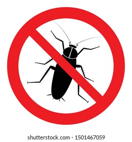 Pest control sign, no cockroach insect sign, vector design