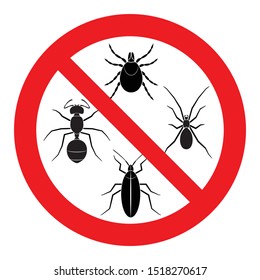 Pest control sign, no crawling insects sign, vector design