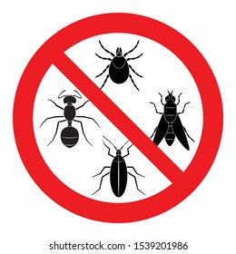 Pest control sign, no insects sign, vector design