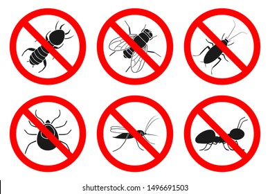 Pest control signs. Icon set. Vector.