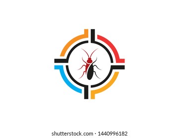 Pest Control Target: Cockroach Infestation, Vector Graphic, Bold Colors, Serious Tone, Professional Pest Management Solution